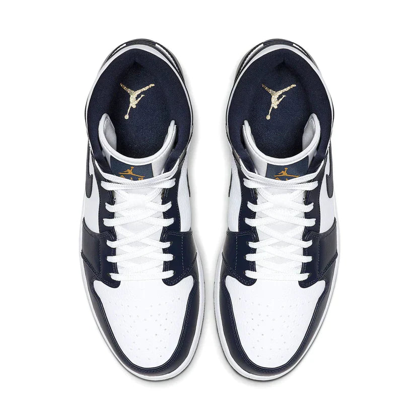 Air Jordan 1 Mid 'White Metallic Gold Obsidian'